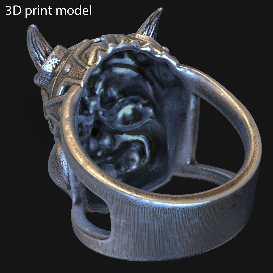 skull ring jewelry Demon vol2 3D print model_4