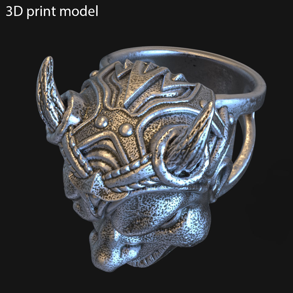 skull ring jewelry Demon vol2 3D print model_5