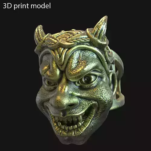 skull ring jewelry Demon  vol2  3D print model