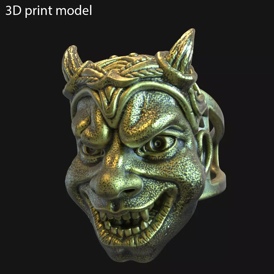 skull ring jewelry Demon vol2 3D print model_0