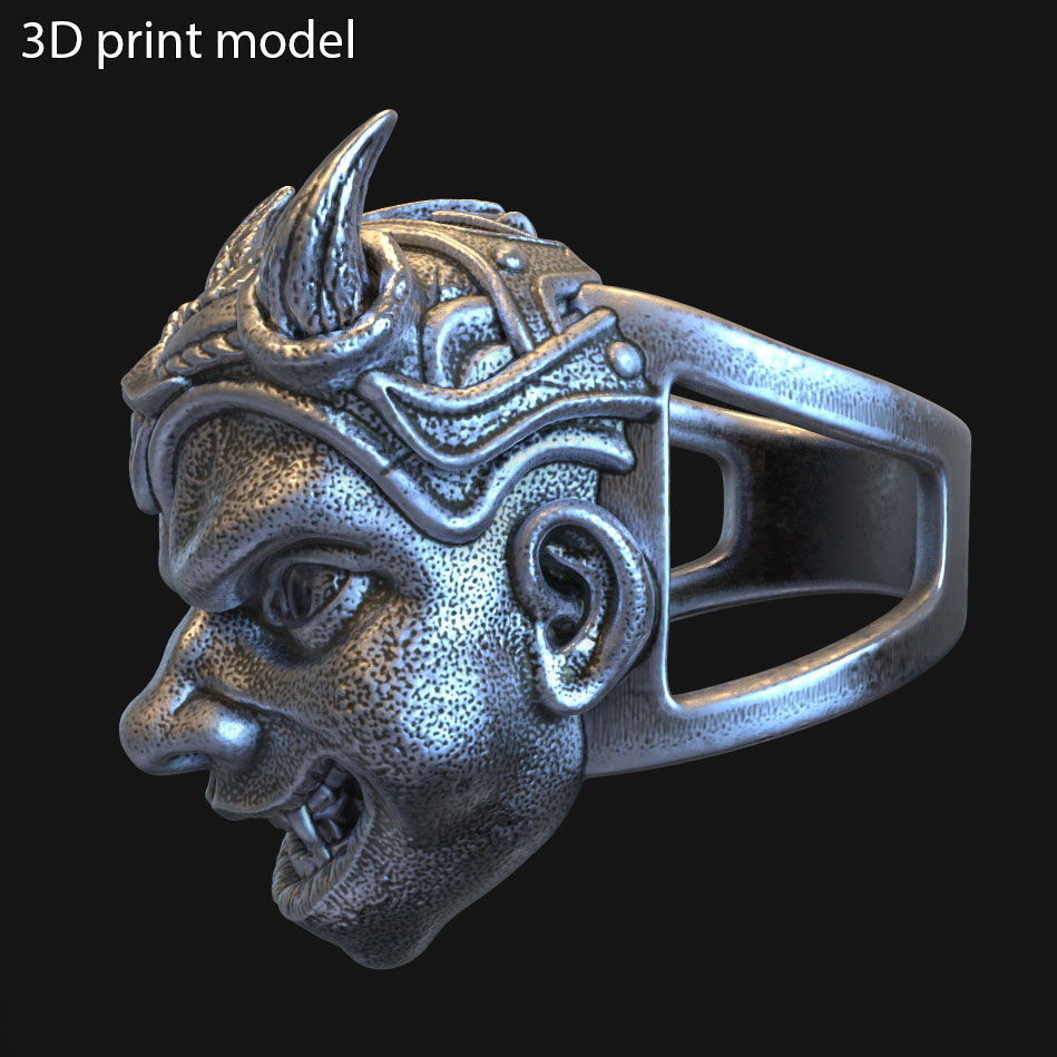 skull ring jewelry Demon vol2 3D print model_3