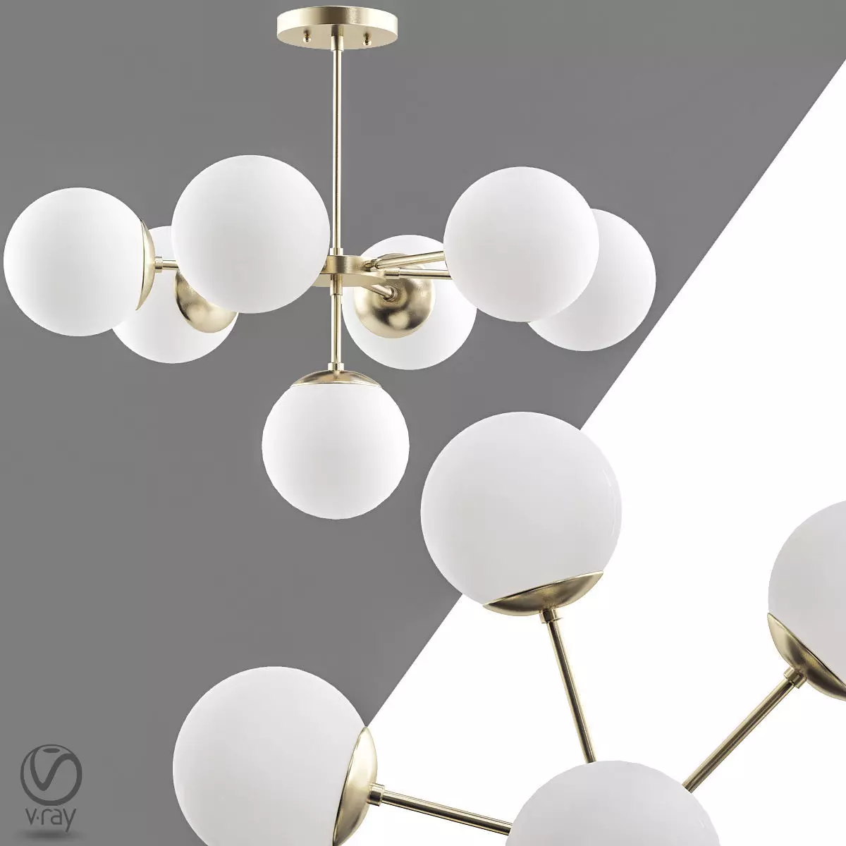 Copper Light Chandelier 7 3D model