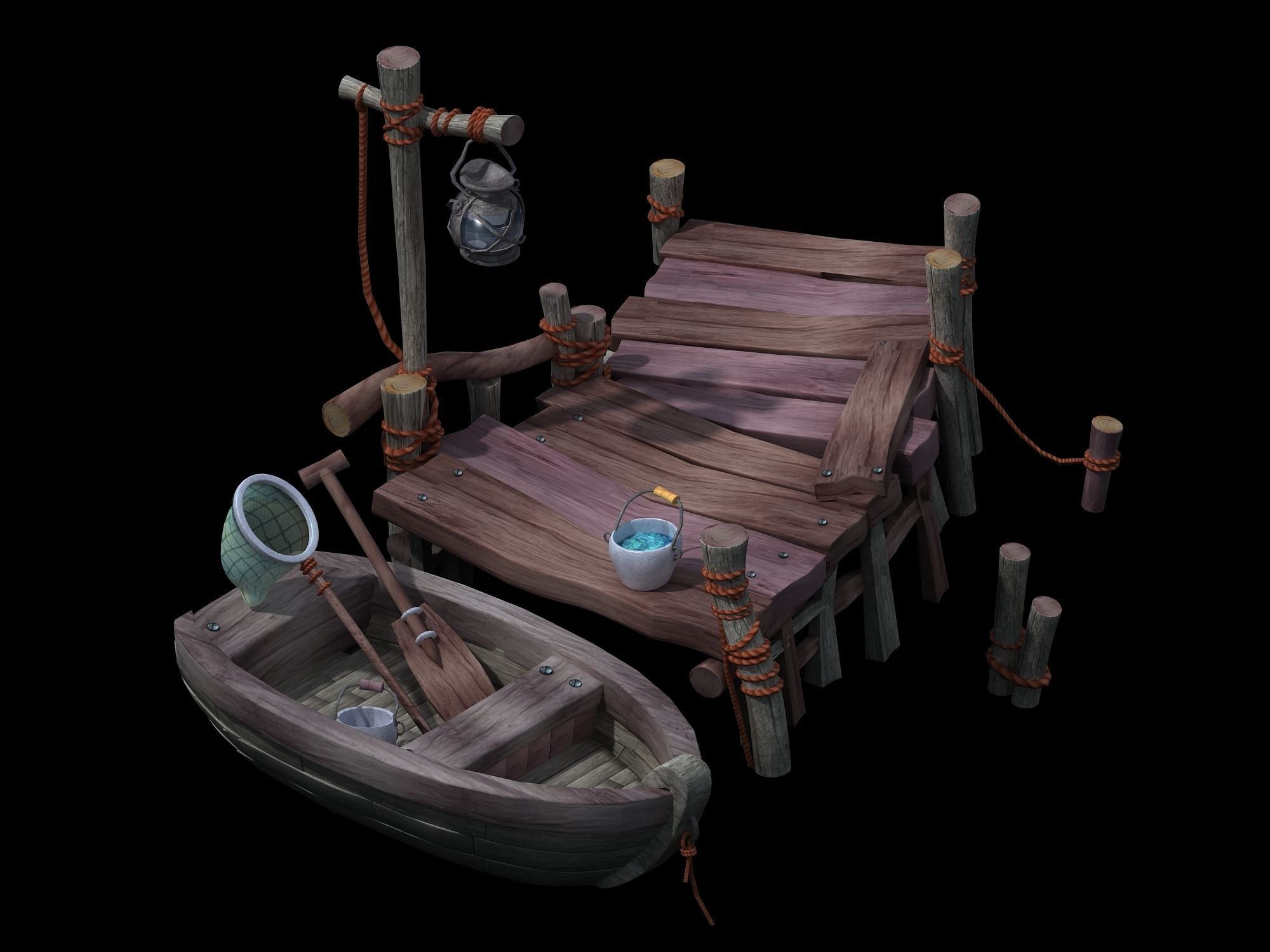 Game Boat - Building Pier 03 3D model_1