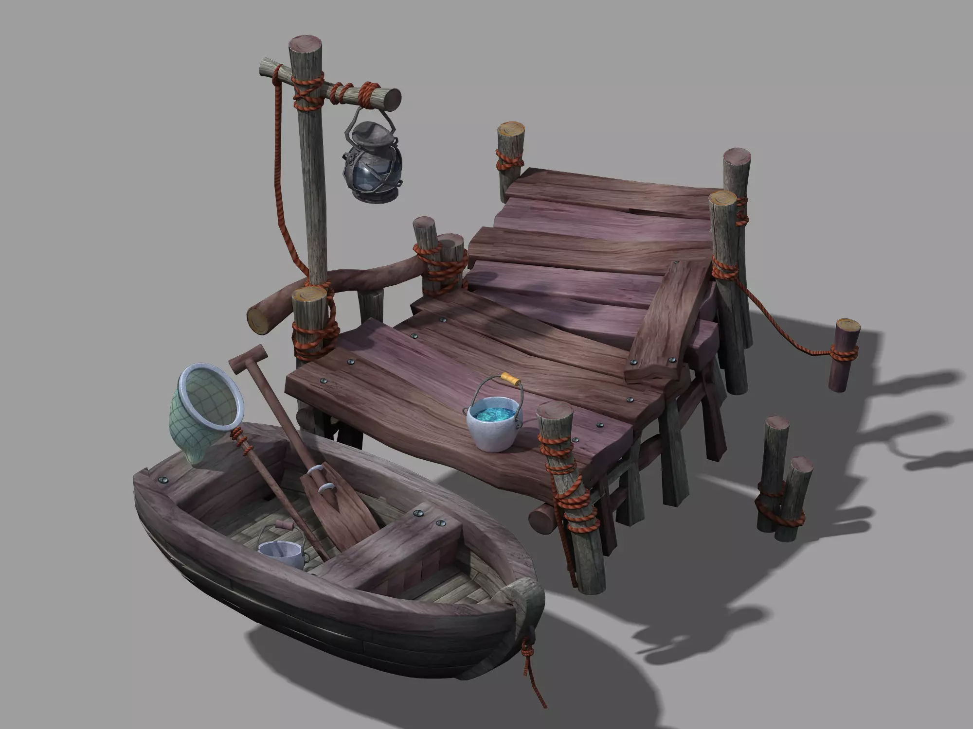 Game Boat - Building Pier 03 3D model_0