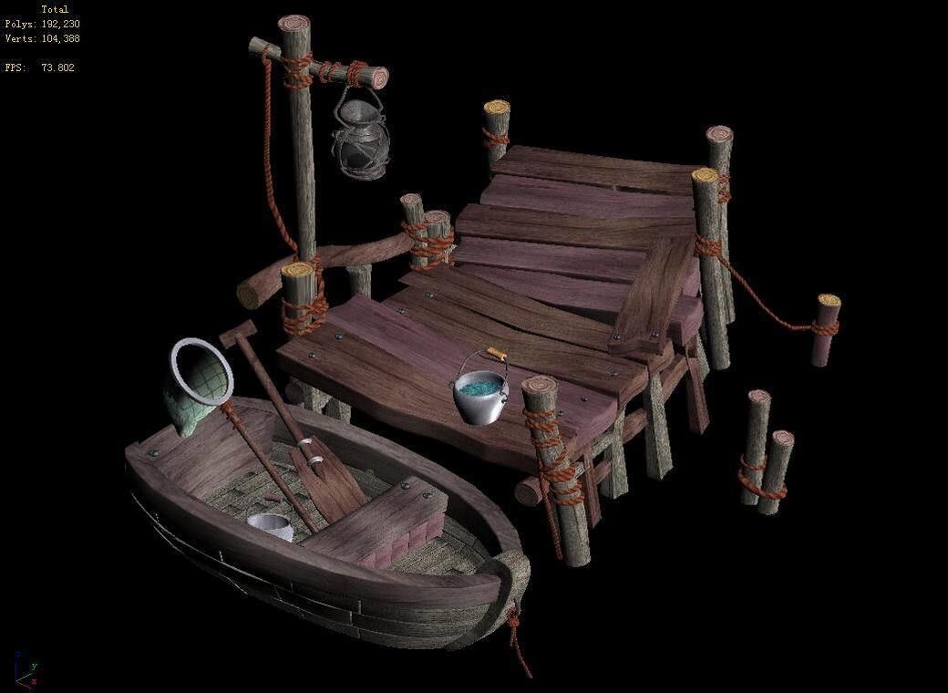 Game Boat - Building Pier 03 3D model_4