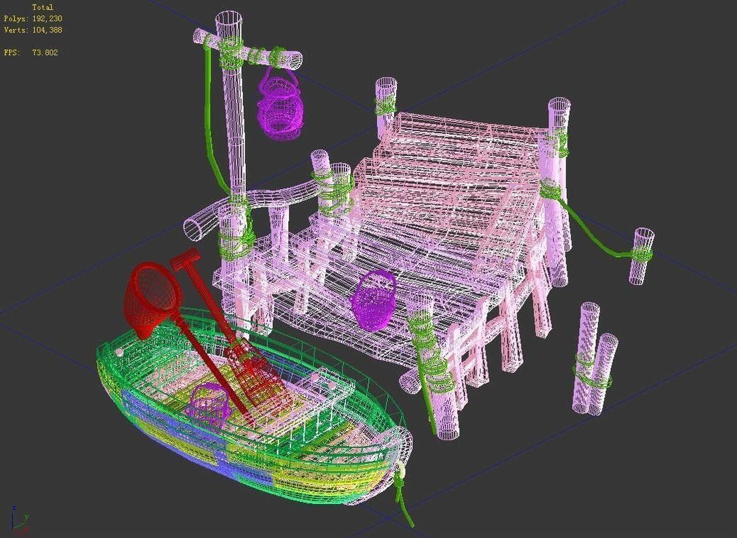 Game Boat - Building Pier 03 3D model_3
