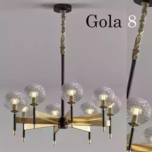 Gola 8 lamp with four balls hanging from it