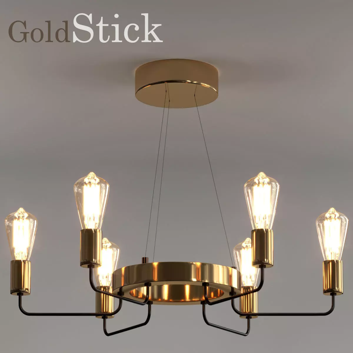 Gold Stick Chandelier 3D model