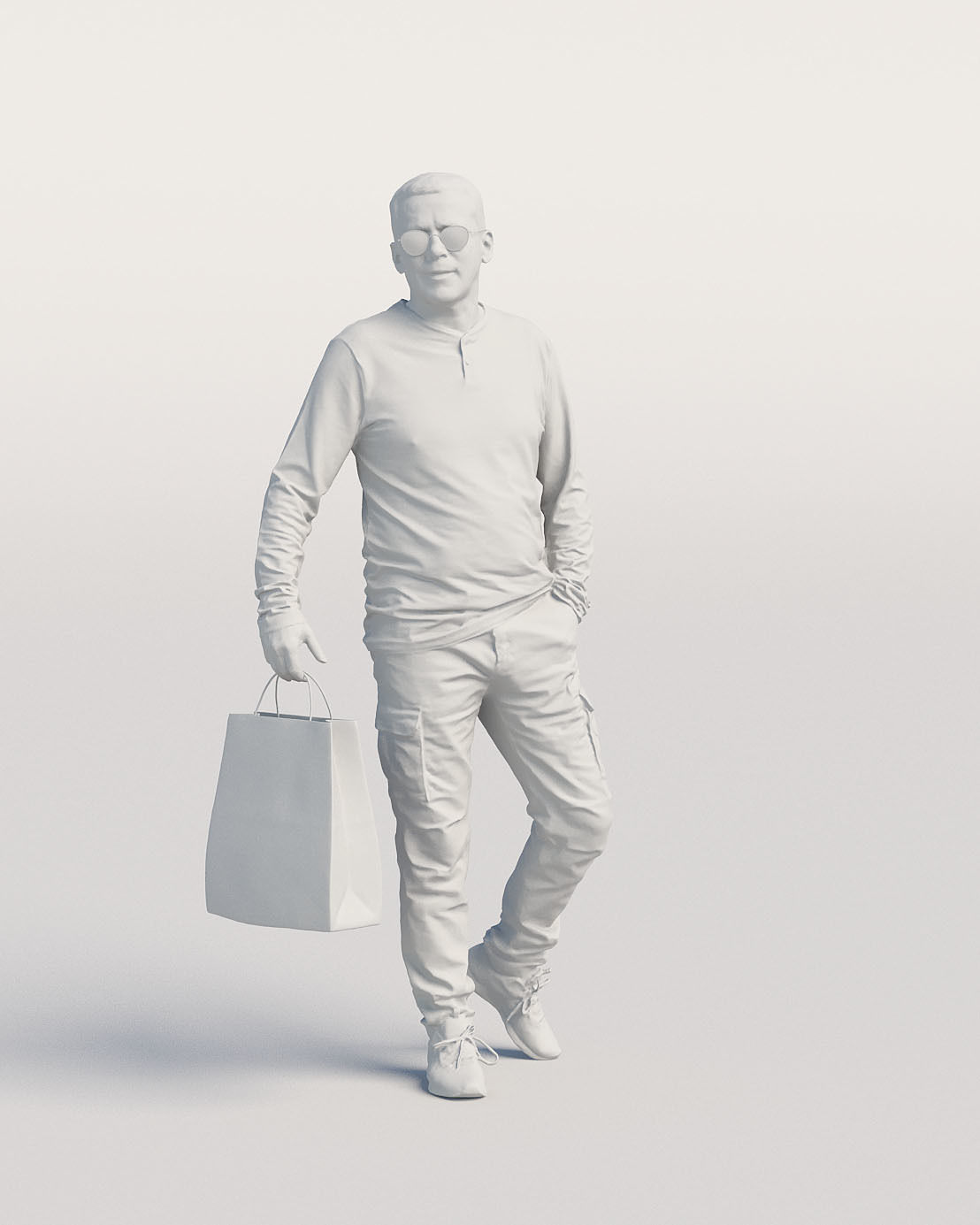 Humano Casual man walking with shopping bag 0217 3D model_3