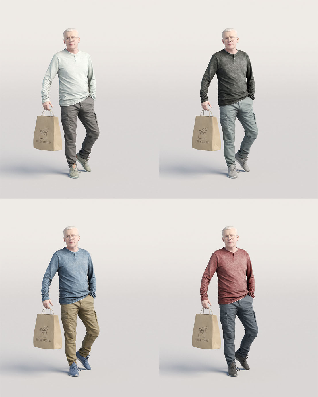 Humano Casual man walking with shopping bag 0217 3D model_4