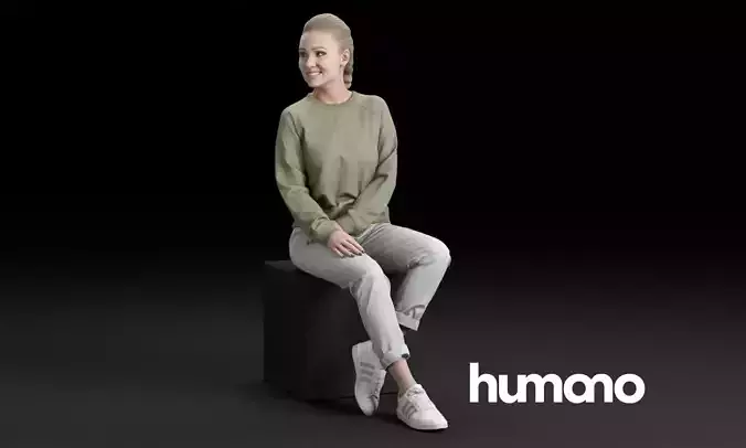 Humano Casual woman sitting and talking 0218 Free 3D model
