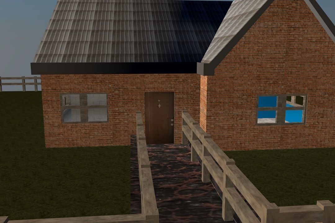 3 ROOMS  HOUSE Low-poly 3D model_6