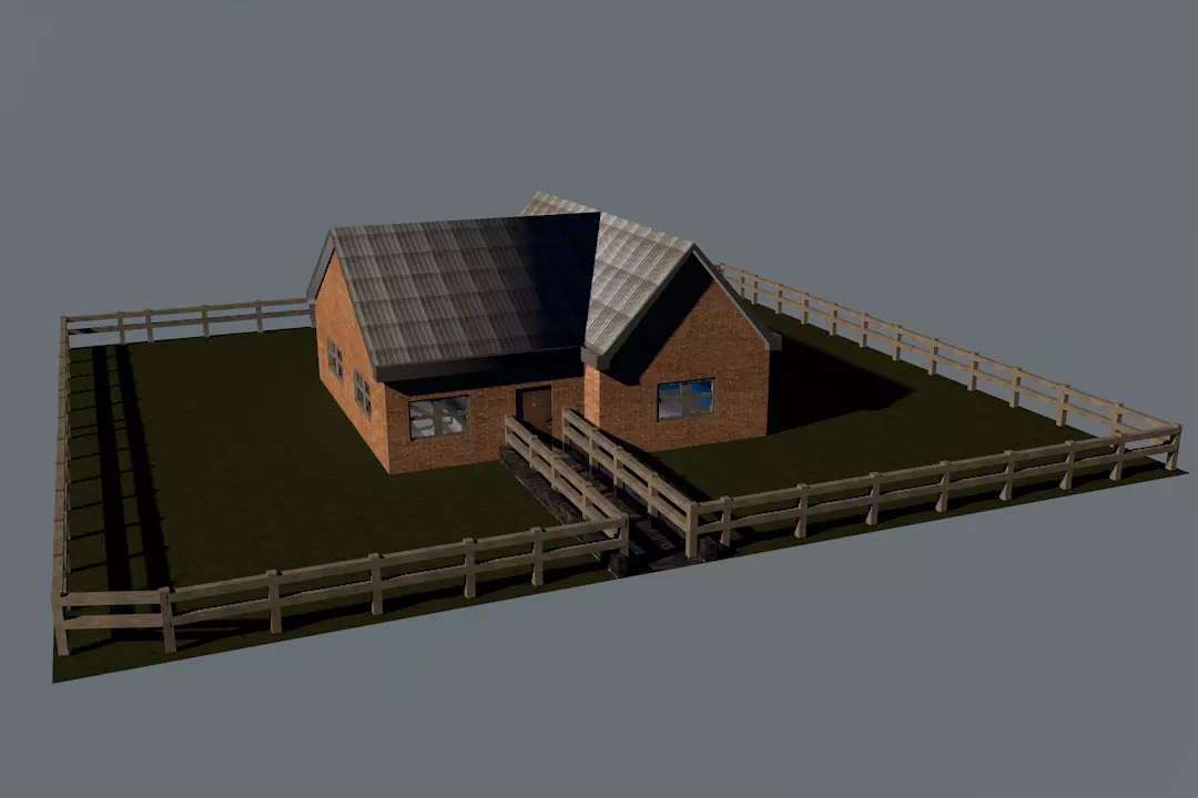 3 ROOMS  HOUSE Low-poly 3D model_0