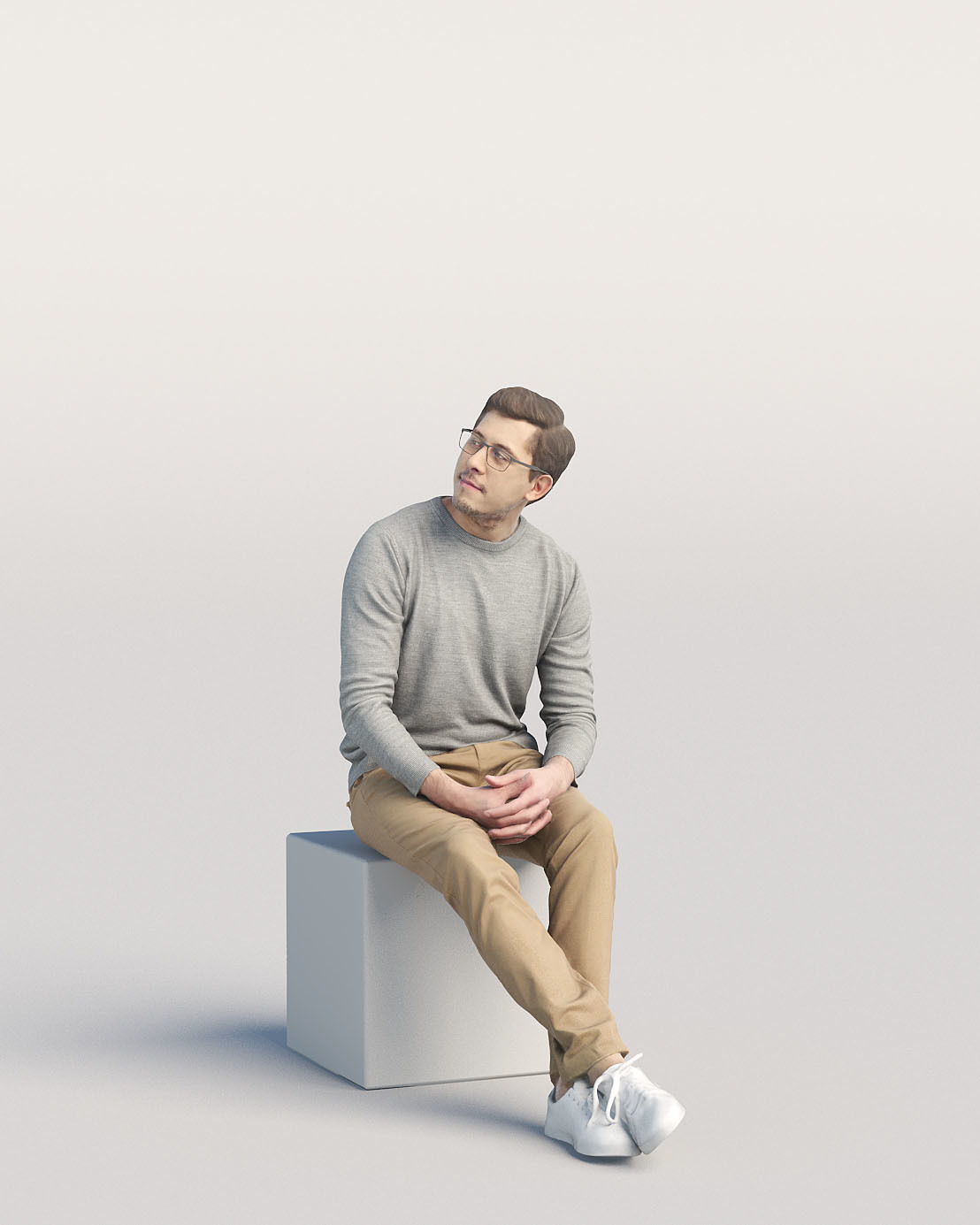 Humano Casual man sitting and talking 0219 3D model_1