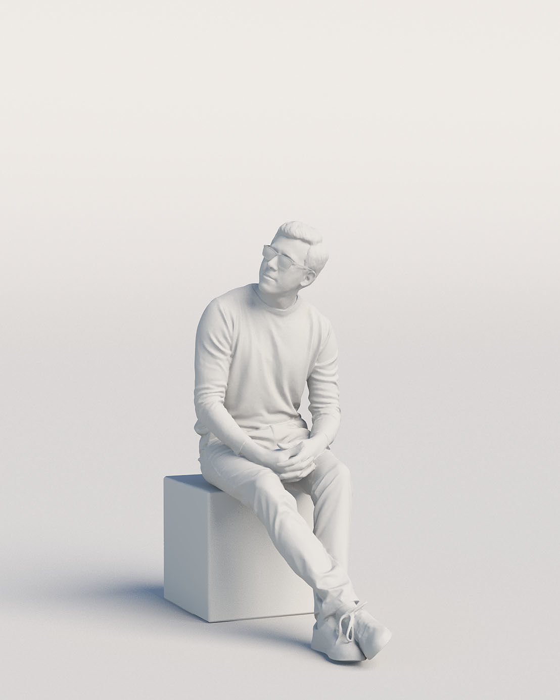 Humano Casual man sitting and talking 0219 3D model_3