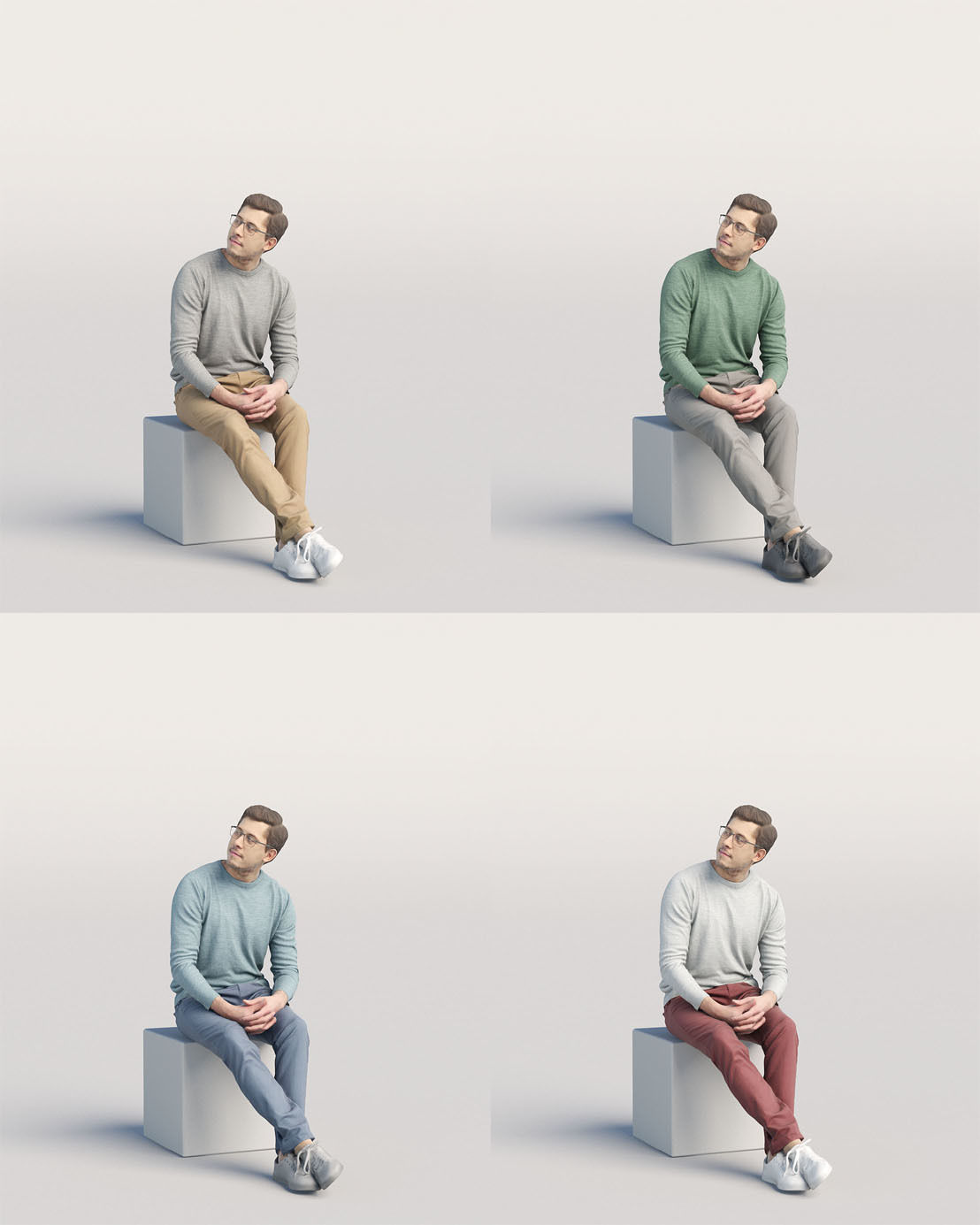 Humano Casual man sitting and talking 0219 3D model_4