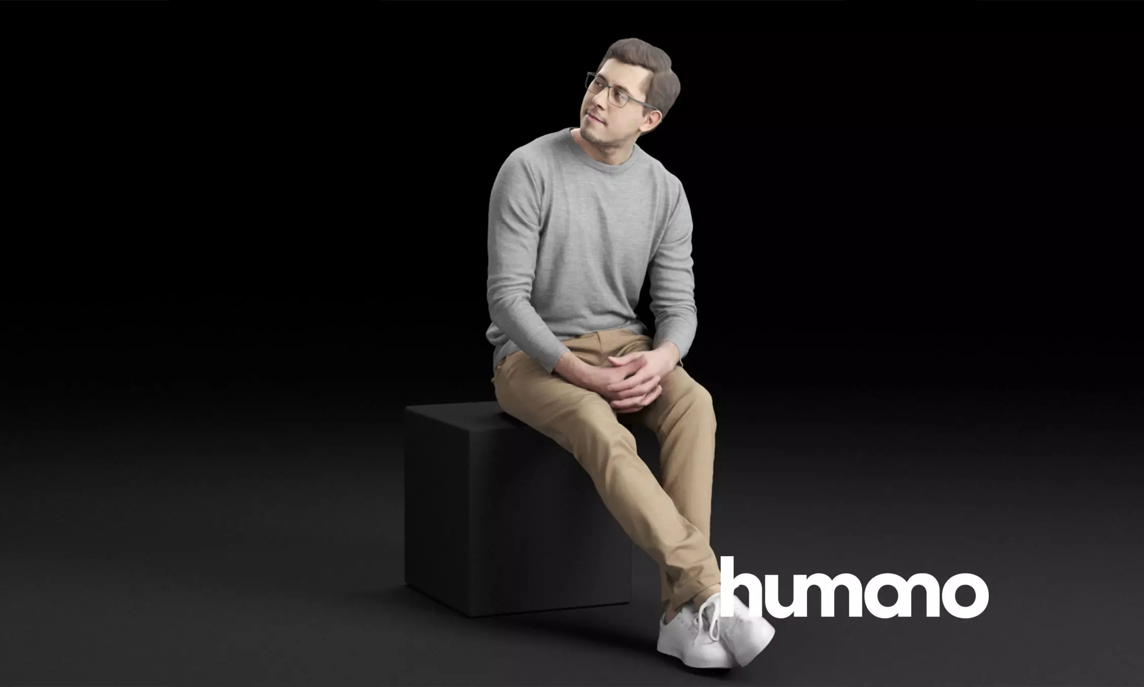 Humano Casual man sitting and talking 0219 3D model_0