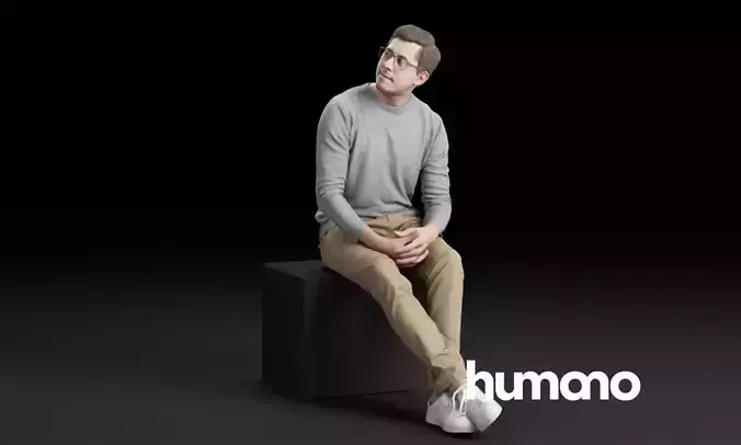 Humano Casual man sitting and talking 0219 3D model