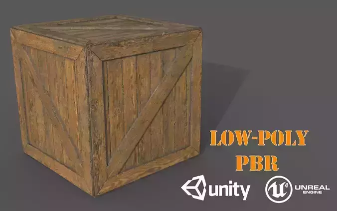 Old And Big Wooden Crate Low-poly 3D model
