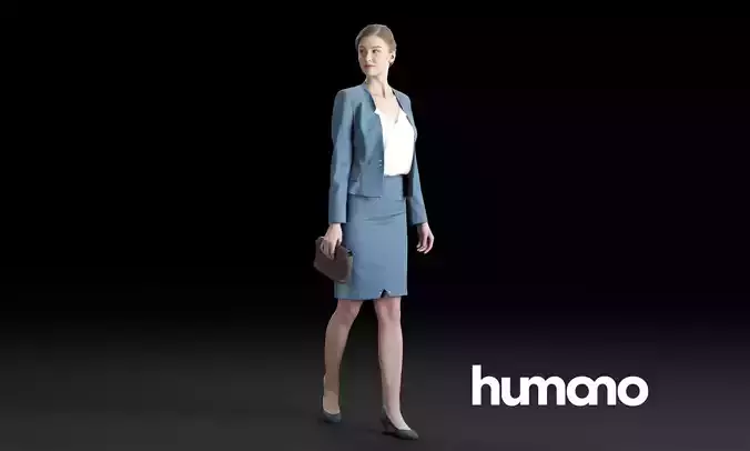 Humano Elegant woman in suit walking and talking 0301 3D model