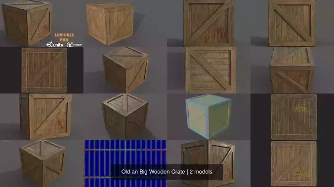 Old and Big Wooden Crate Packed 3D Model Collection