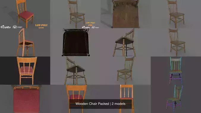 Wooden Chair Packed 3D Model Collection