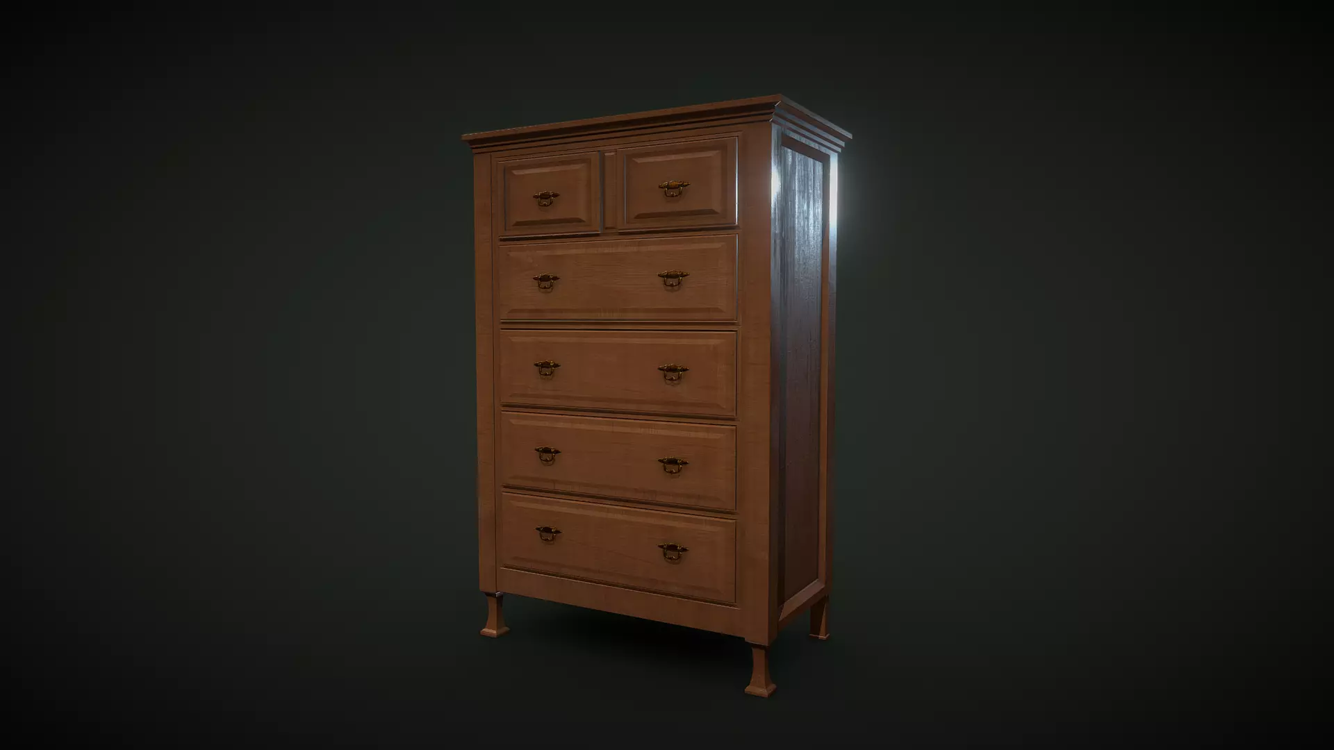classic drawer cabinet Low-poly 3D model