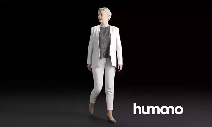 Humano Elegant woman walking and looking back 0306 3D model
