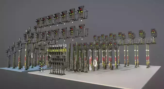 Railway Signals KS-Type Construction-Kit  Low-poly 3D model