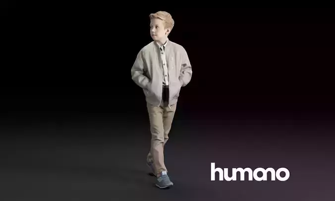 Humano Child walking and looking 0307 3D model