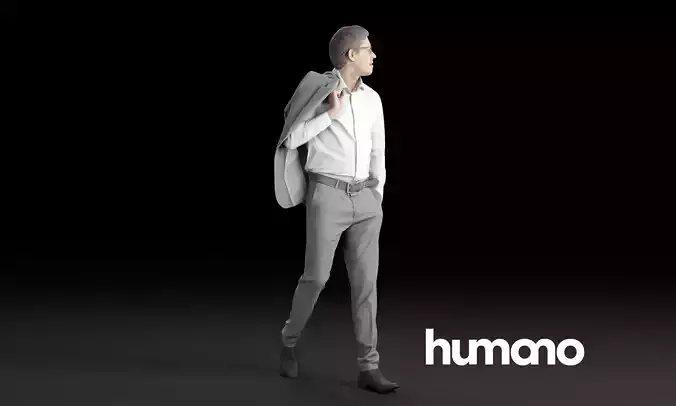 Humano Elegant man  with jacket flipped over shoulder 0308 3D model