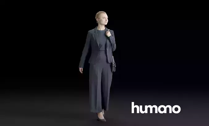 Humano Elegant woman walking  with a bag 0311 3D model