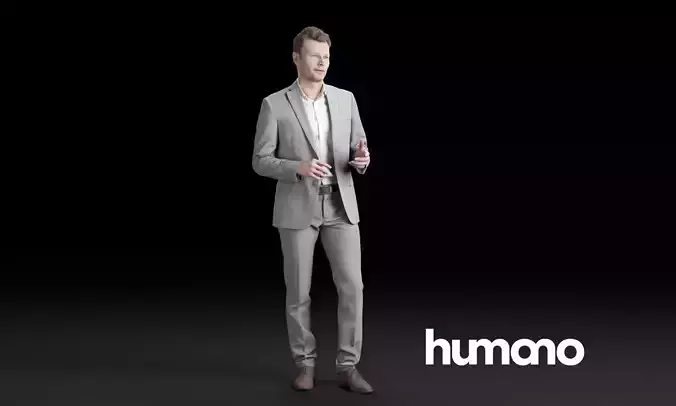 Humano Elegant man in suit standing and talking 0313 3D model