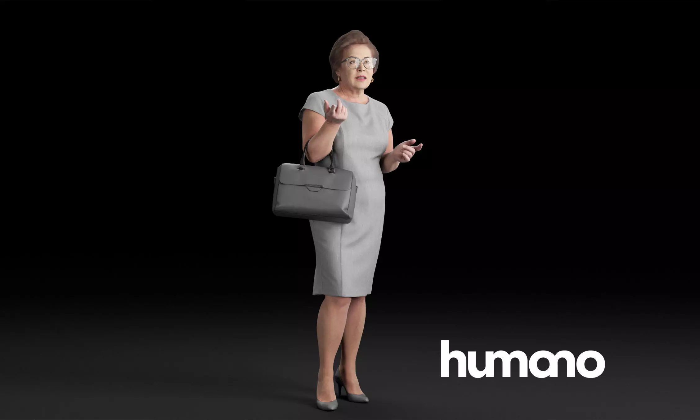 Humano Elegant woman standing and talking 0314 3D model_0