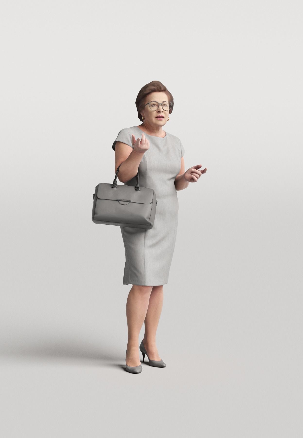 Humano Elegant woman standing and talking 0314 3D model_1