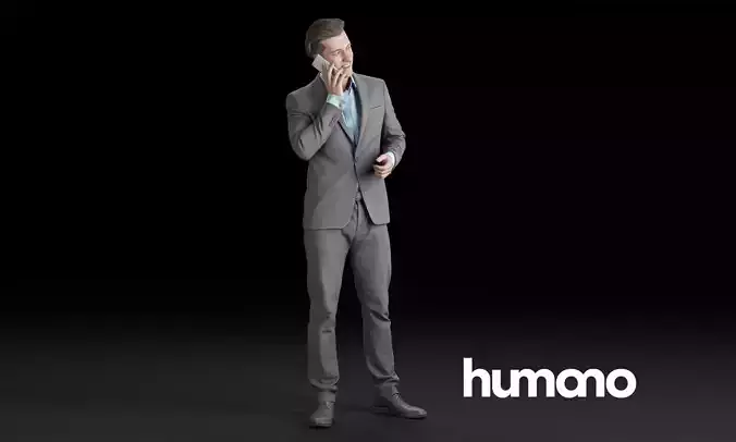 Humano Elegant man standing and  talking on the phone 0315 3D model