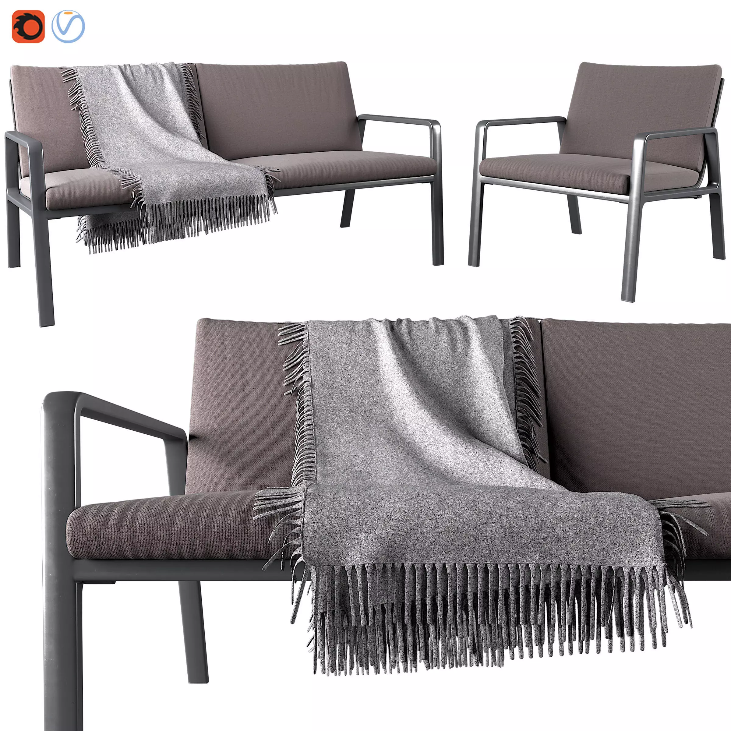 Park Life club armchair set by Jasper Morrison 3D model