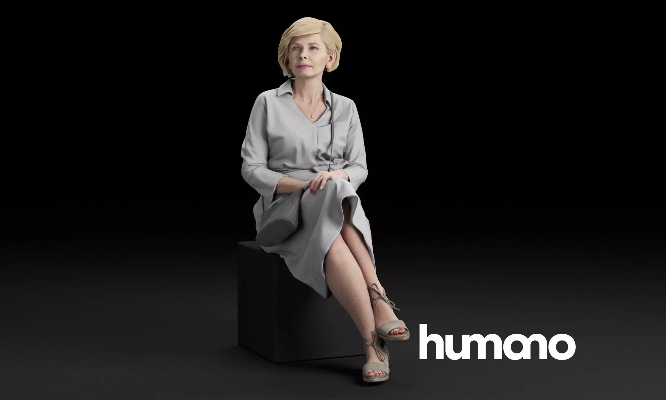 Humano Elegant woman sitting nad talking 0318 3D model_0