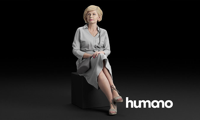 Humano Elegant woman sitting nad talking 0318 3D model