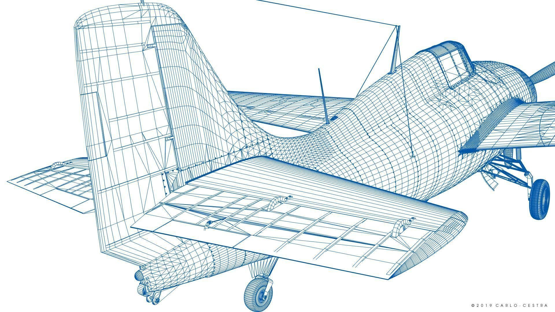 F4F-3 WILDCAT F1 -Felix-  Low-poly 3D model_73