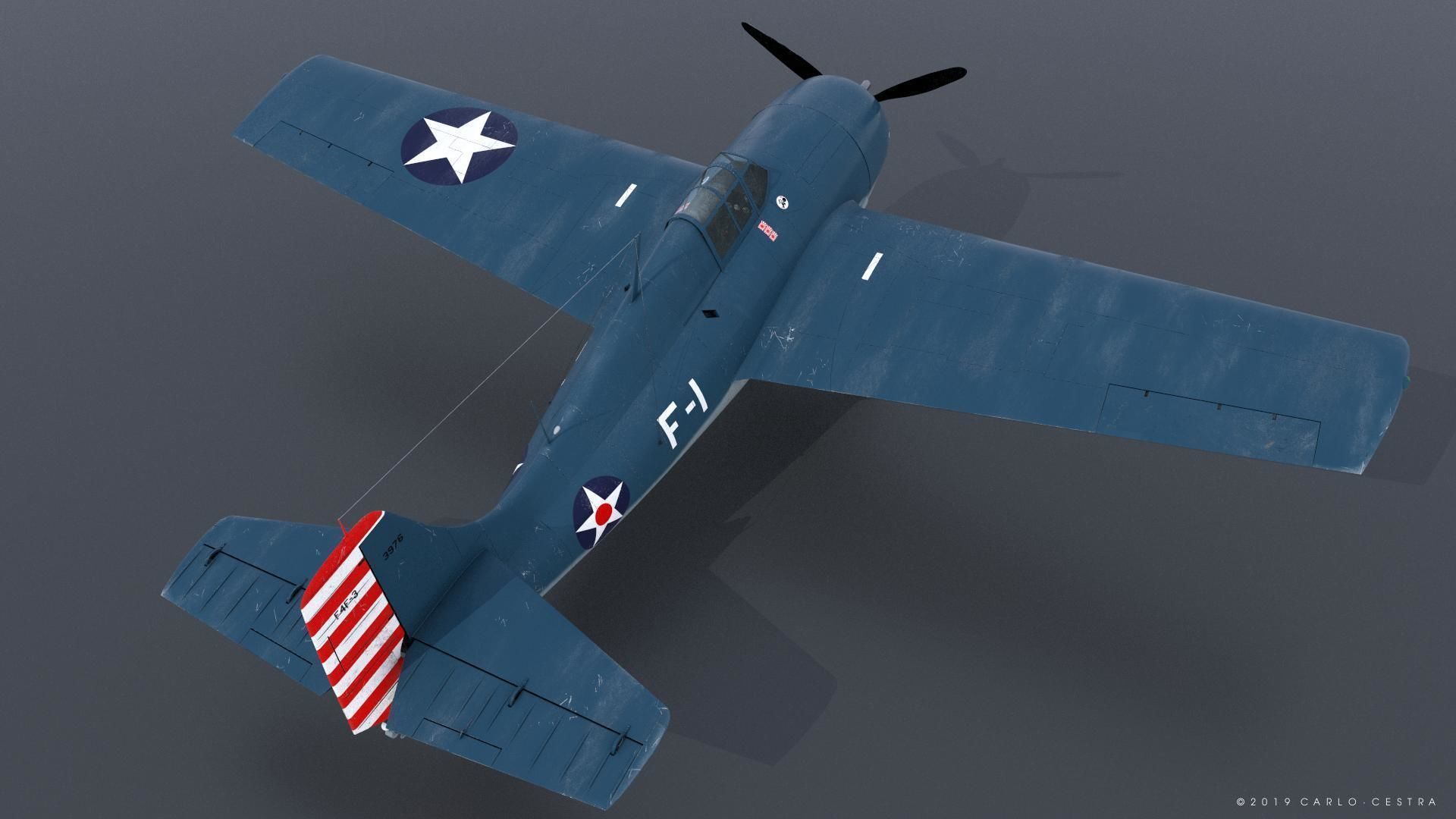 F4F-3 WILDCAT F1 -Felix-  Low-poly 3D model_10