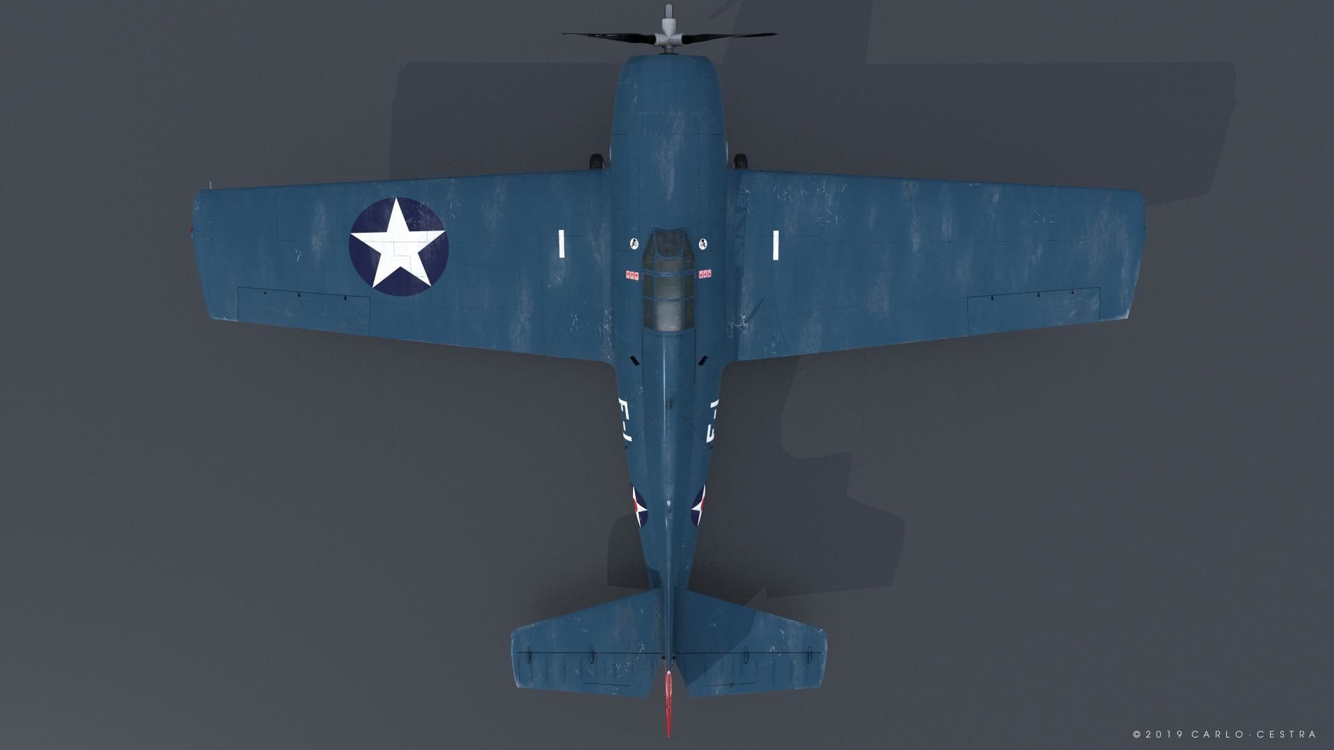 F4F-3 WILDCAT F1 -Felix-  Low-poly 3D model_9