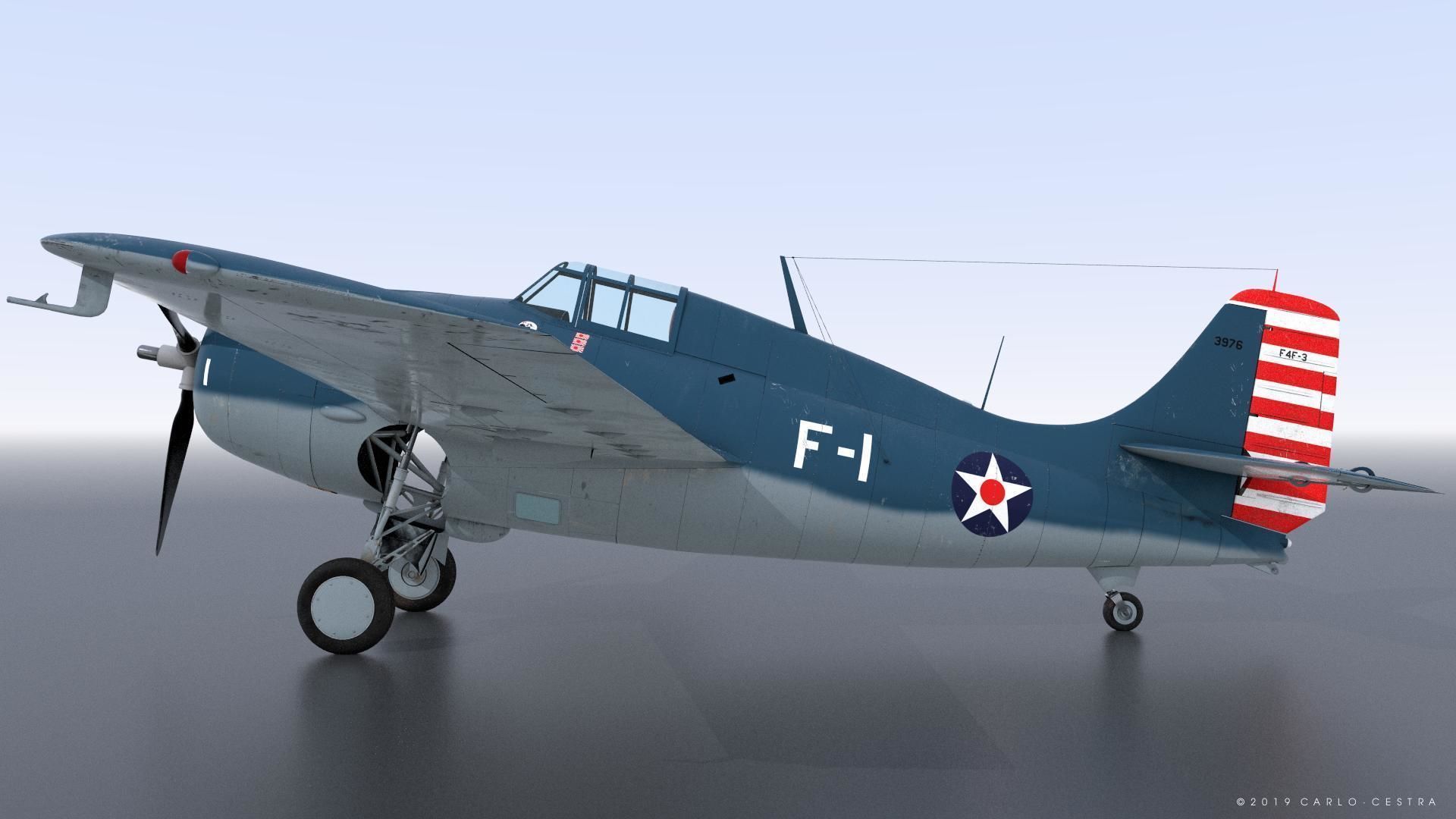 F4F-3 WILDCAT F1 -Felix-  Low-poly 3D model_17