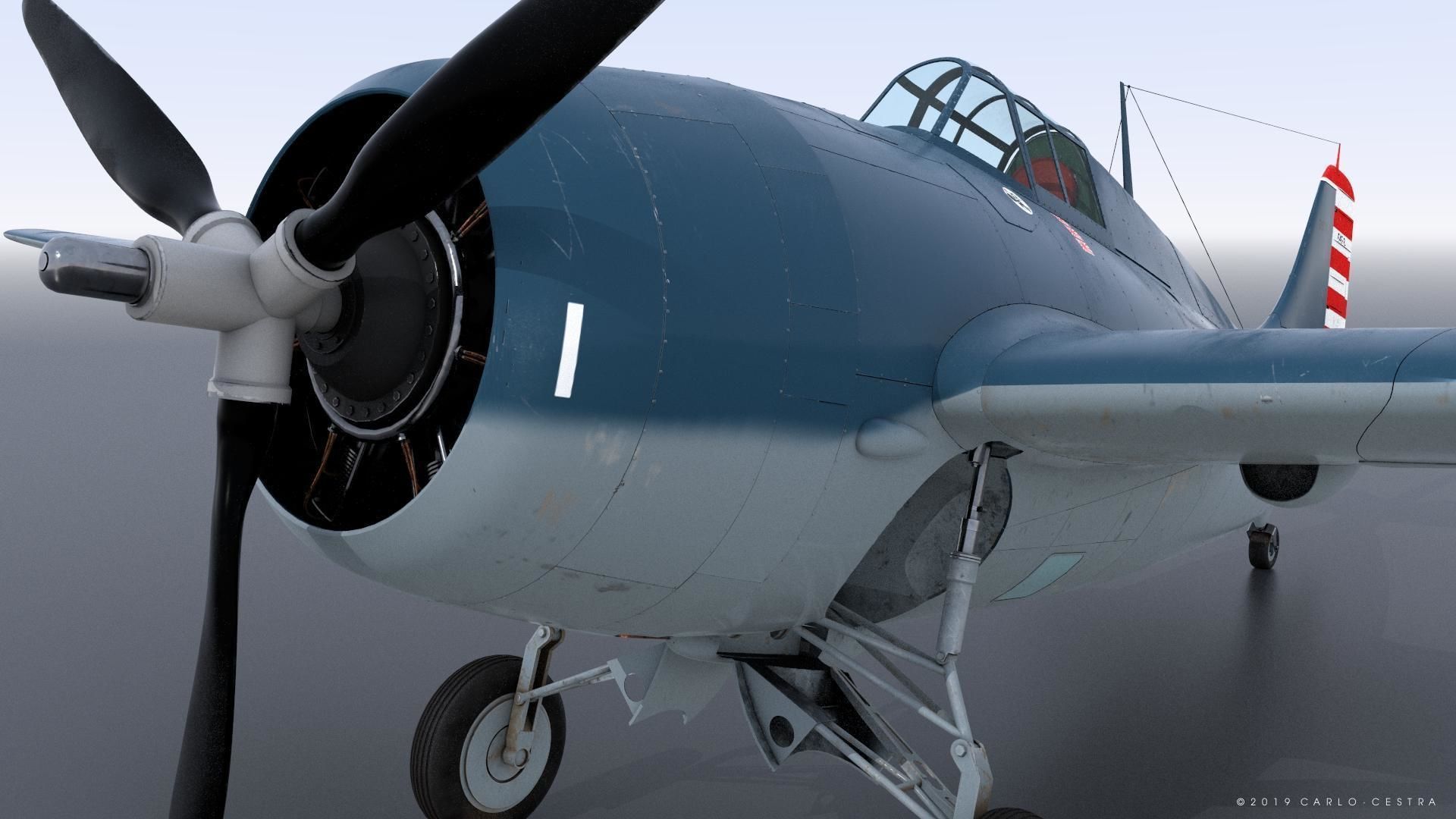 F4F-3 WILDCAT F1 -Felix-  Low-poly 3D model_8