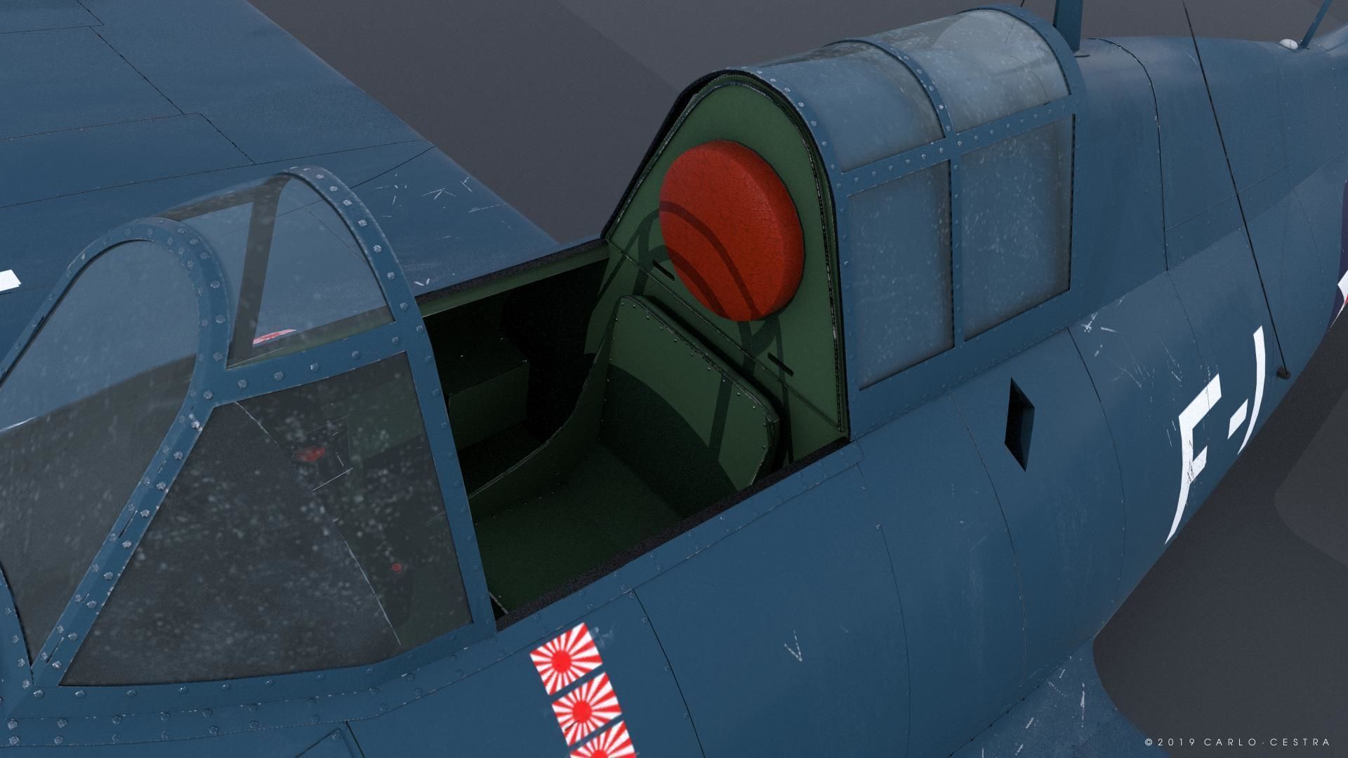 F4F-3 WILDCAT F1 -Felix-  Low-poly 3D model_13