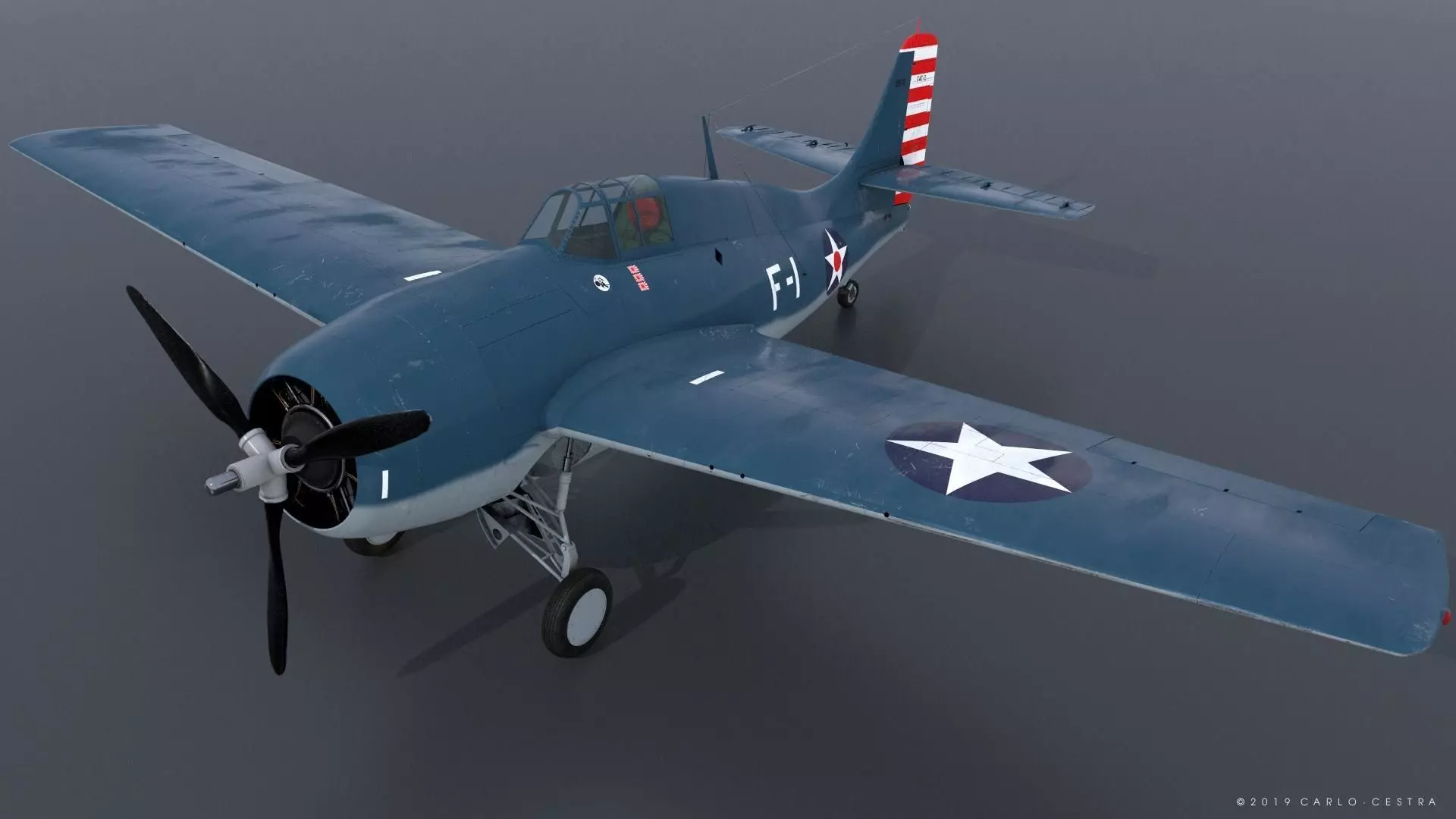 F4F-3 WILDCAT F1 -Felix-  Low-poly 3D model_0