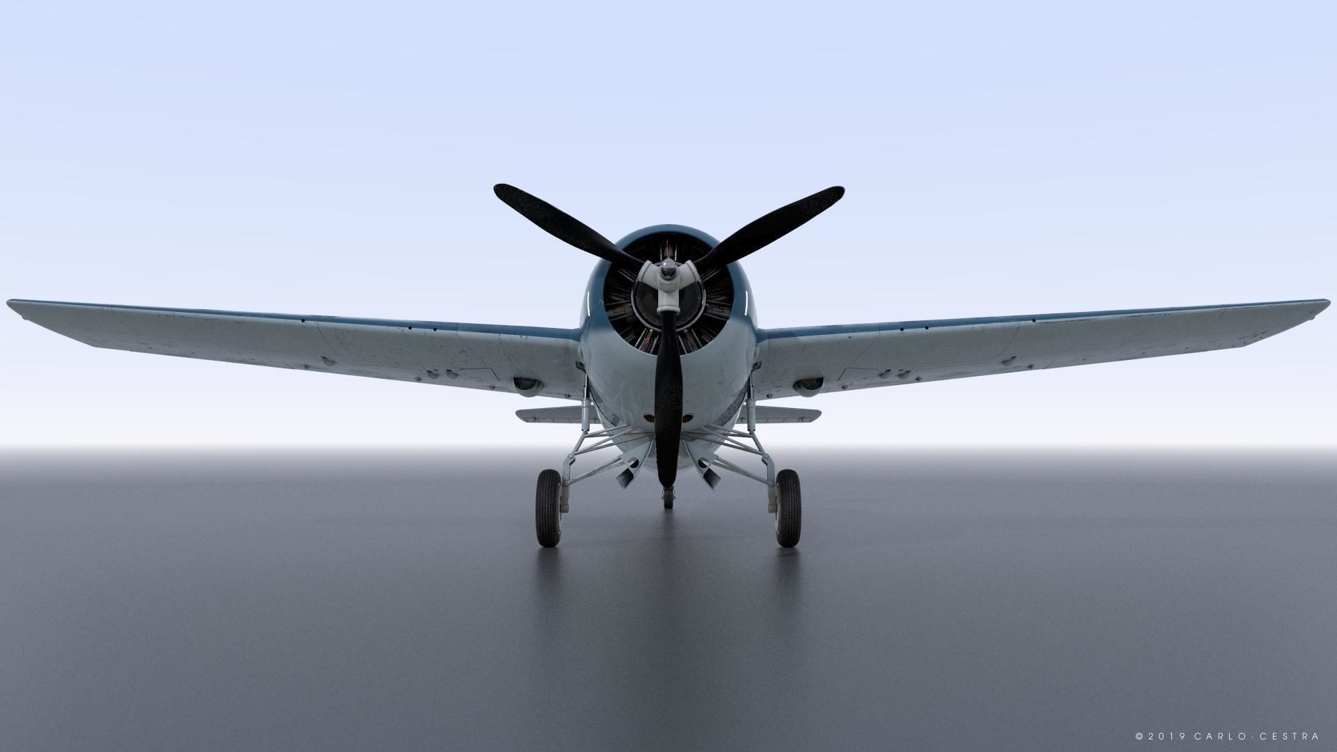 F4F-3 WILDCAT F1 -Felix-  Low-poly 3D model_5