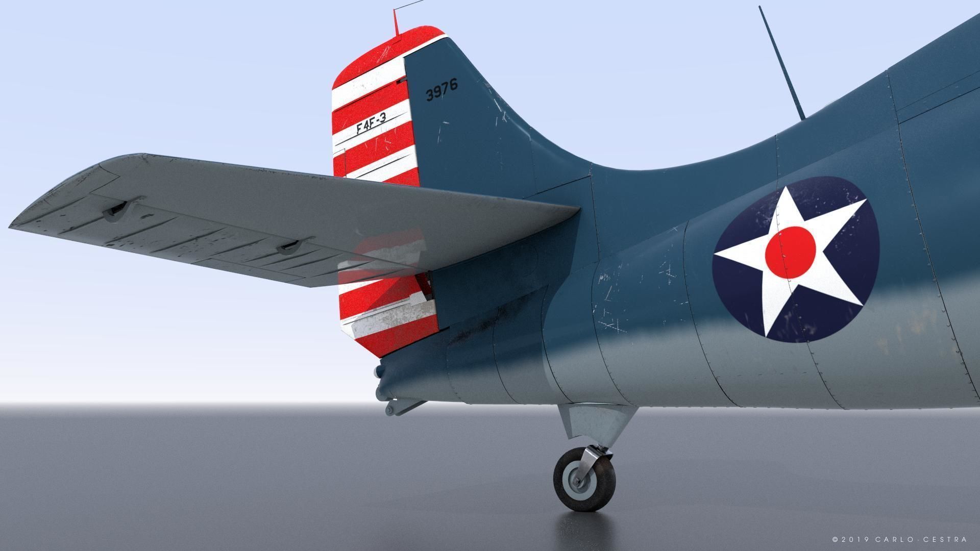 F4F-3 WILDCAT F1 -Felix-  Low-poly 3D model_16