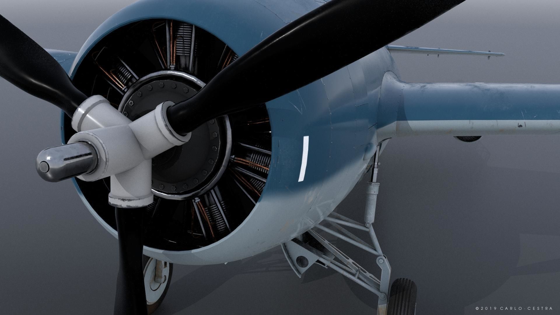 F4F-3 WILDCAT F1 -Felix-  Low-poly 3D model_6