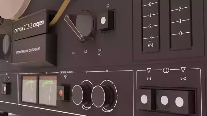 3D model of a reel-to-reel tape recorder
